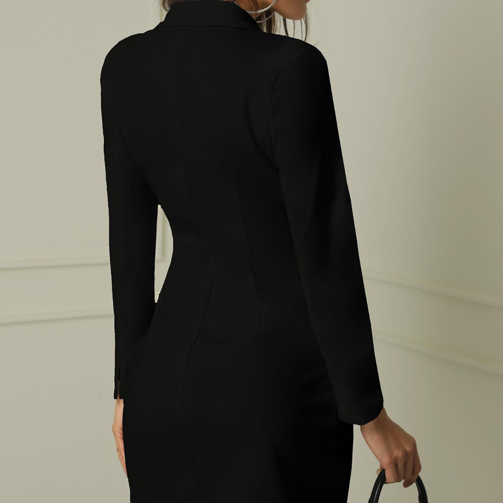 Long Sleeve Mini Blazer Dress Jacket Tuxedo - Picture 4 of 6